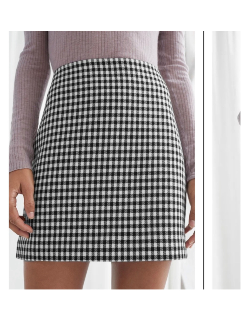 & Other Stories Black & White Gingham Stretch Mini Skirt Size 4 NEW with tags